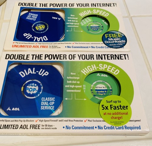 Iconic AOL America Online free trial CD discs that flooded mailboxes in the 90s