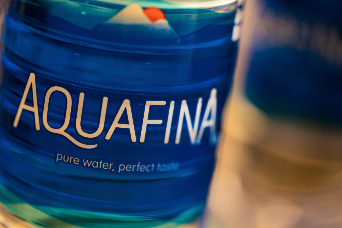Aquafina purified drinking water bottle by PepsiCo that made bottled water mainstream