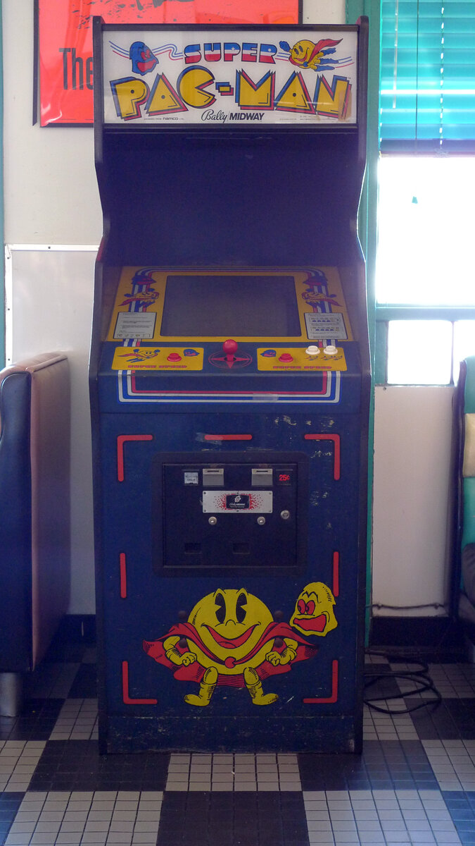 Pac-Man arcade cabinet from the 1980s golden age of gaming