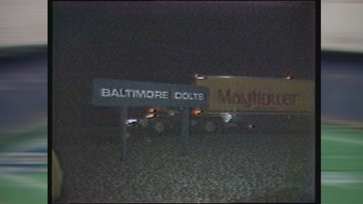 Baltimore Colts Mayflower moving trucks leaving for Indianapolis 1984 midnight relocation