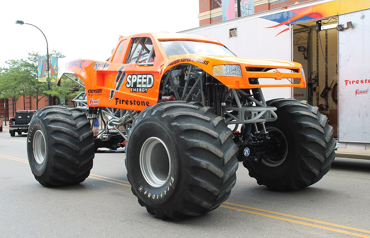Bigfoot 19 monster truck at outdoor event showcasing massive tires and Ford body