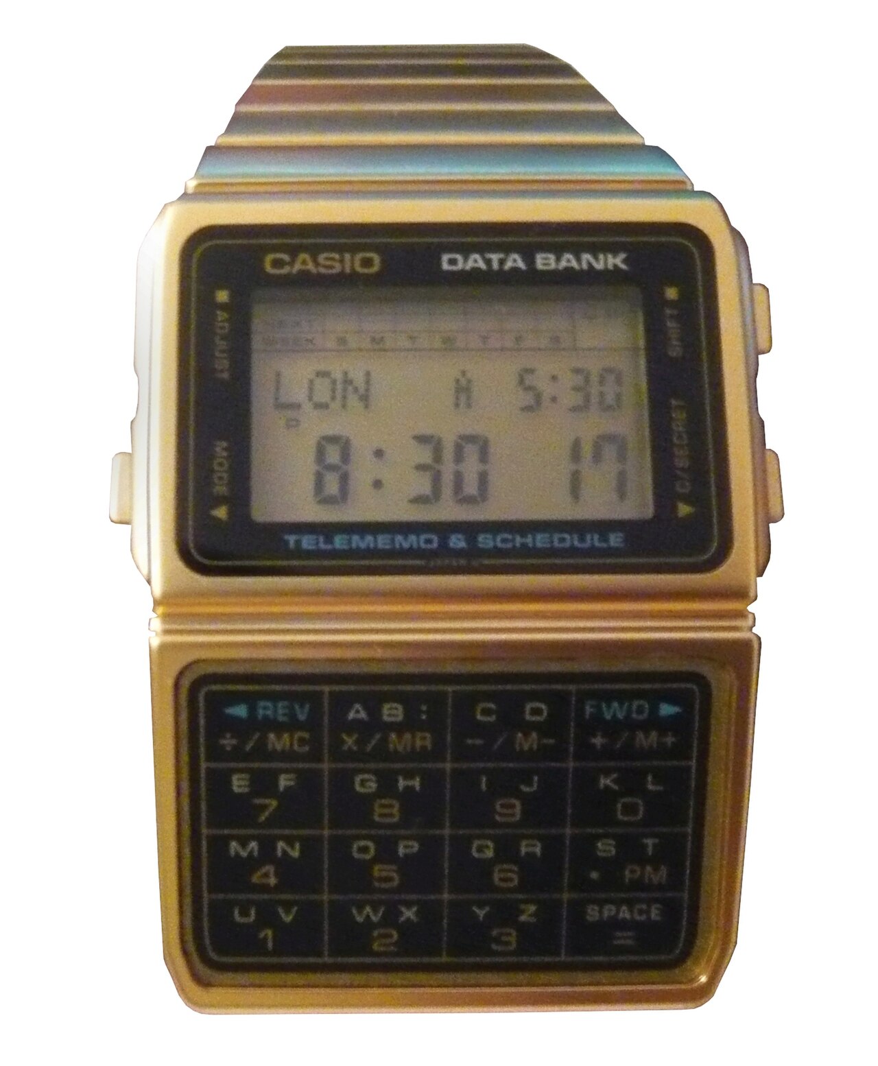 Casio Data Bank gold digital watch 80s retro