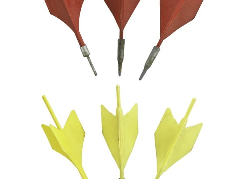 Lawn darts museum collection display showing original metal-tipped Jarts from Smithsonian National Museum