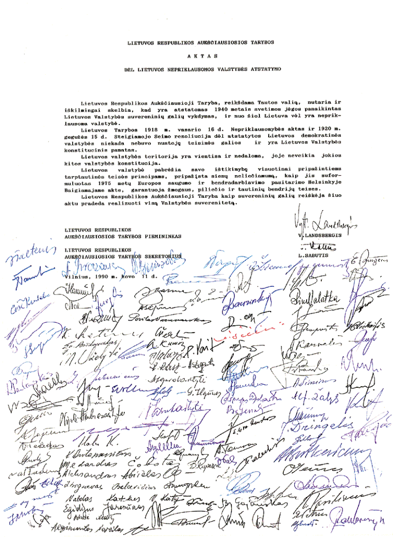 Act of Restoration of Independence of Lithuania March 11 1990