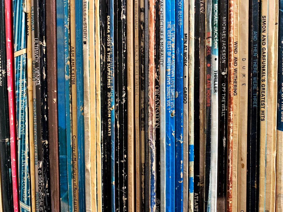 Vinyl records collection from the 1980s thrash metal era featuring classic albums like Metallica
