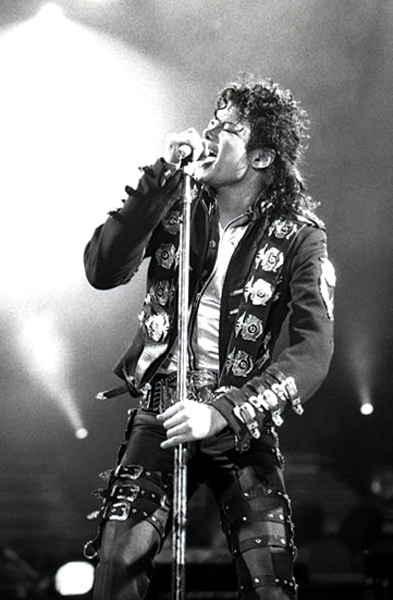 Michael Jackson on stage during his legendary 1988 Bad Tour concert