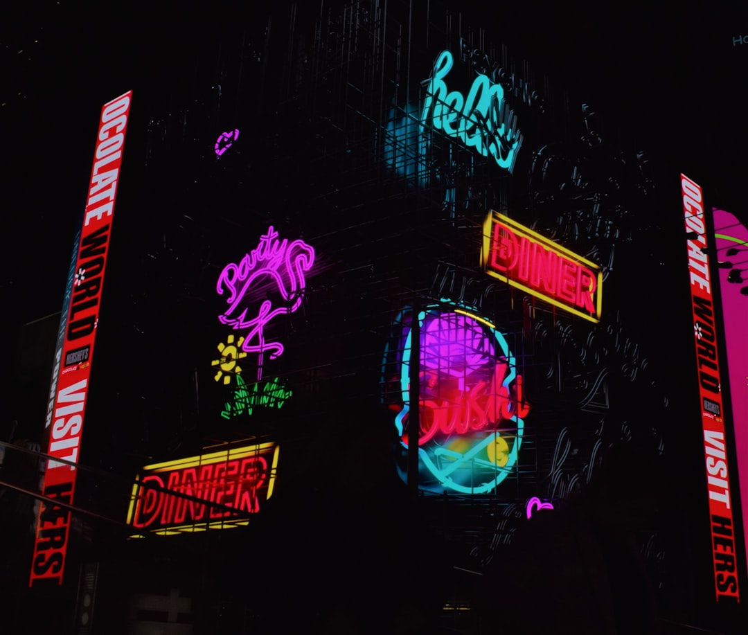 Neon lights capturing the vibrant 80s fashion aesthetic
