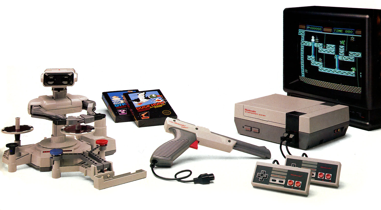 Official Nintendo promotional photograph of the Nintendo Entertainment System used during the 1986 national launch