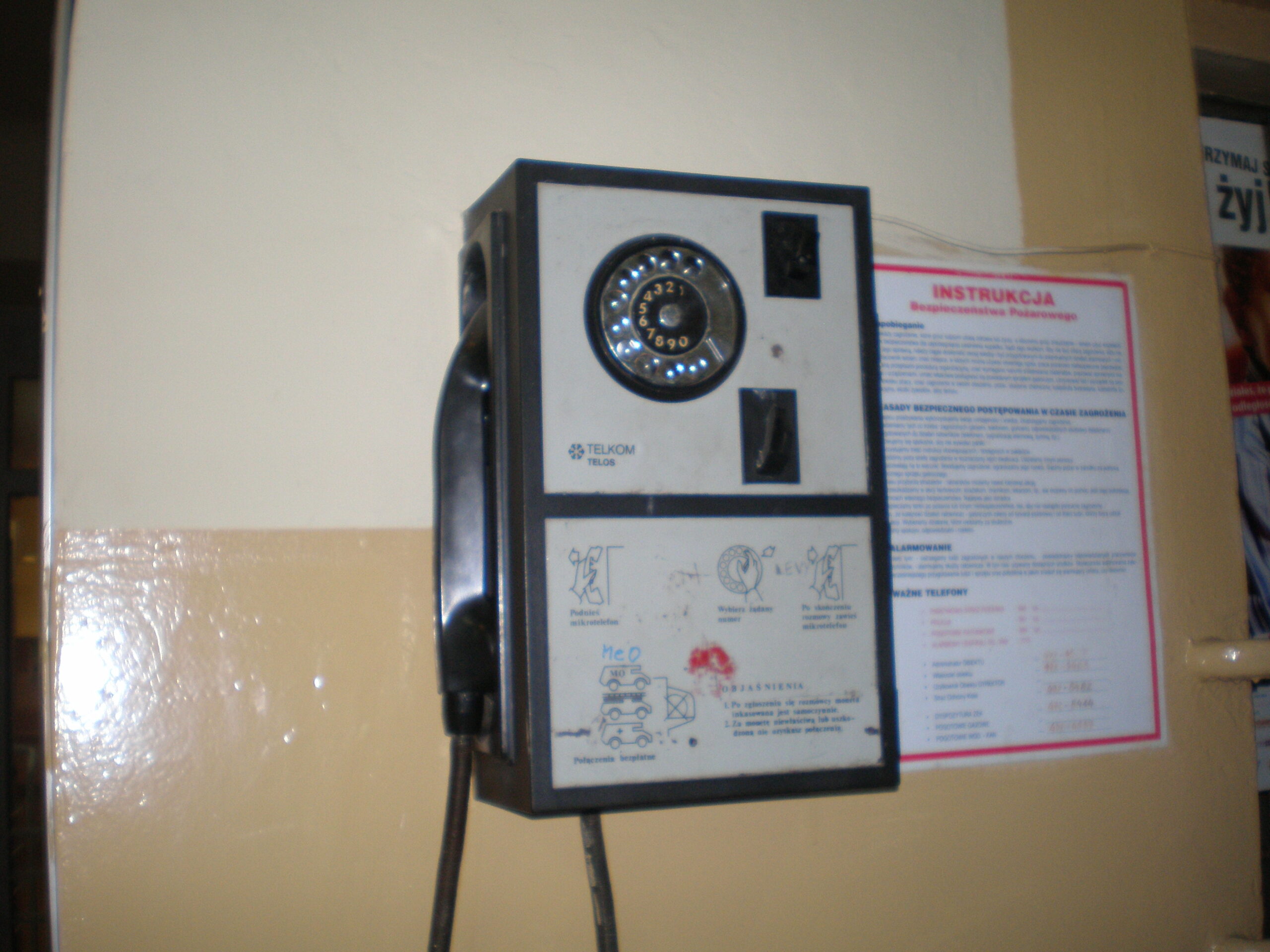 Coin-operated public telephone booth used before cell phones existed