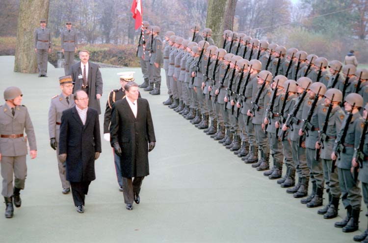 President Reagan arriving at the Geneva Summit in Switzerland in November 1985 where SDI was a major topic of discussion