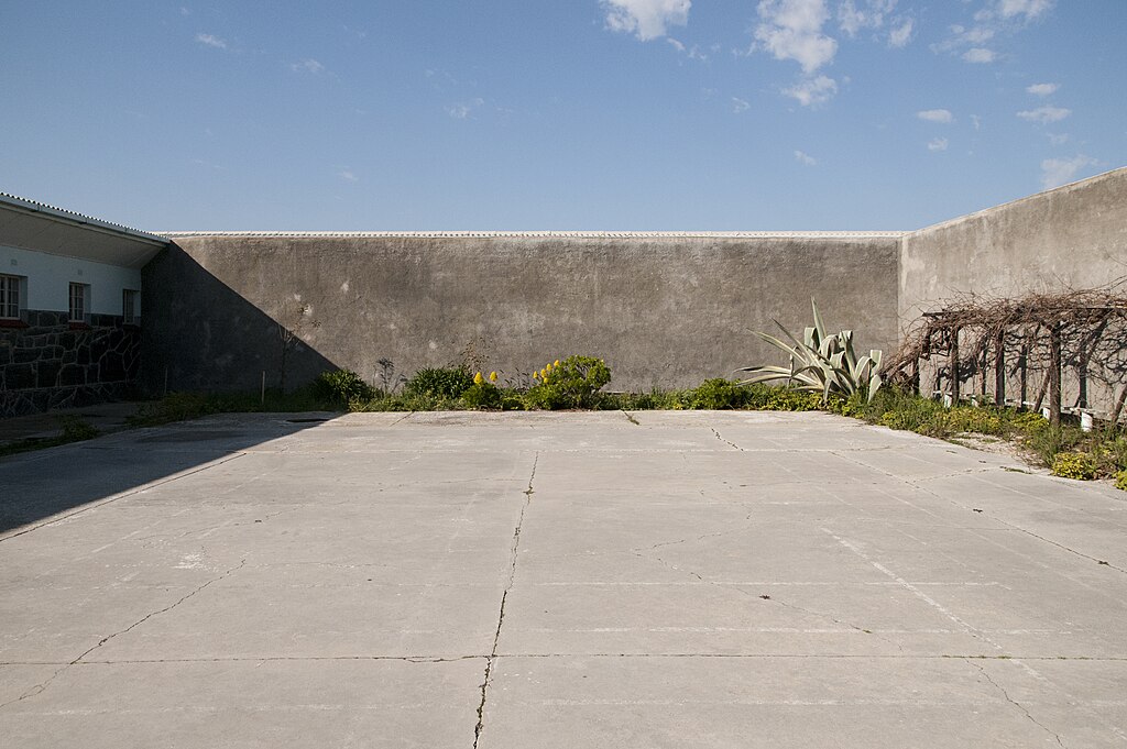 Robben Island prison courtyard where Nelson Mandela and other political prisoners were held