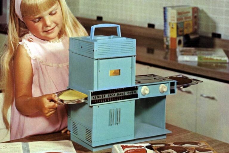 Vintage Easy-Bake Oven collection showing multiple models through the decades