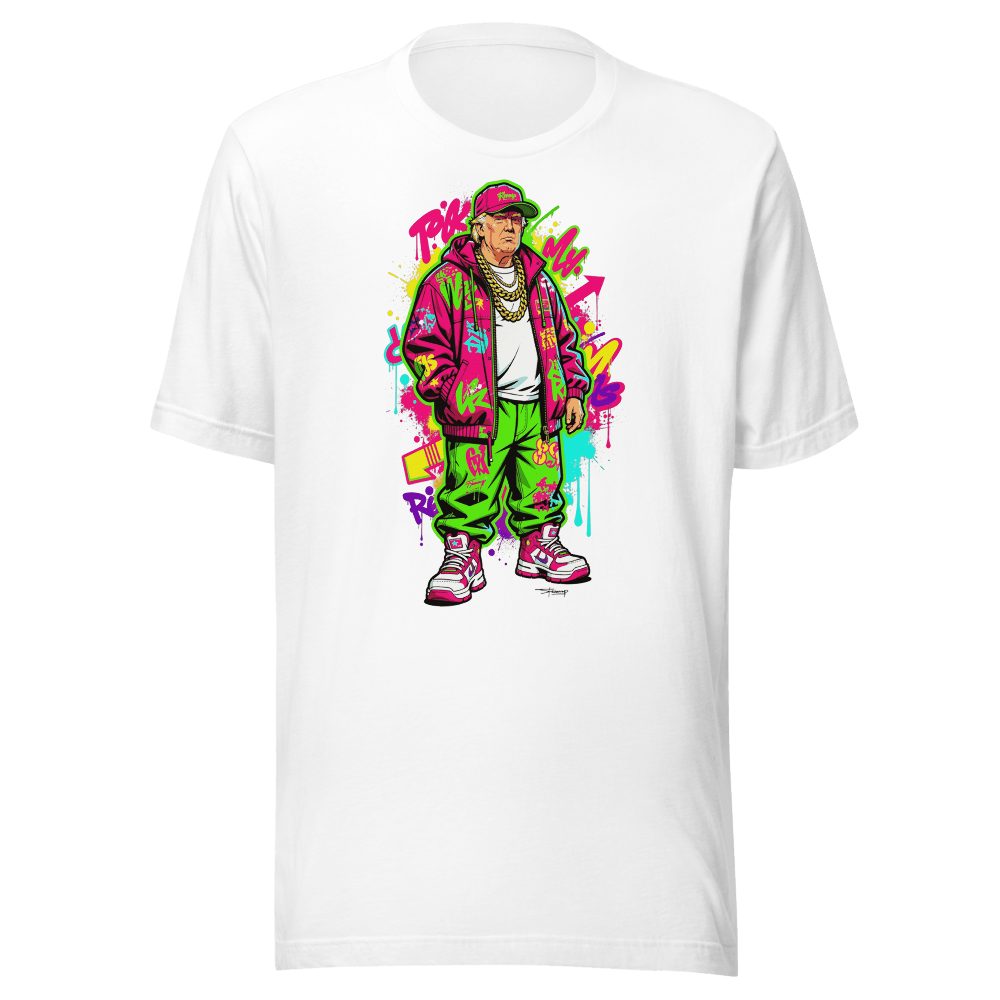 90s Donald Trump Hip Hop Retro T-Shirt Neon Graffiti Style