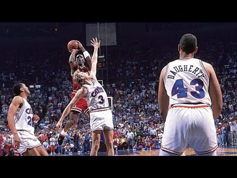 Chicago Bulls at Cleveland Cavaliers in a 1989 playoff Game 5 thumbnail featuring Michael Jordan