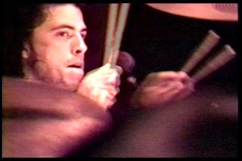 Dave Grohl drumming at OK Hotel during Nirvana's April 17 1991 set