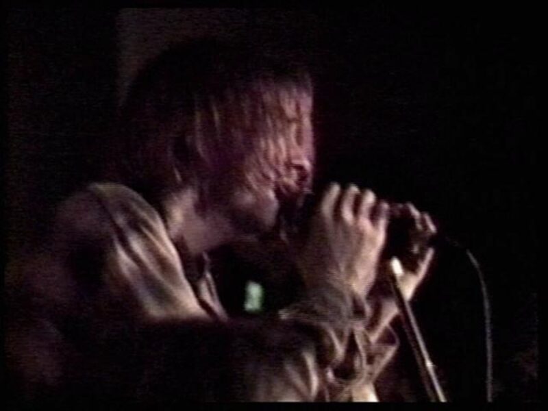 Nirvana performing on stage at OK Hotel in Seattle in April 1991