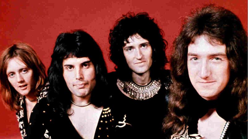 Queen surviving members Brian May Roger Taylor John Deacon at Freddie Mercury Tribute Concert 1992