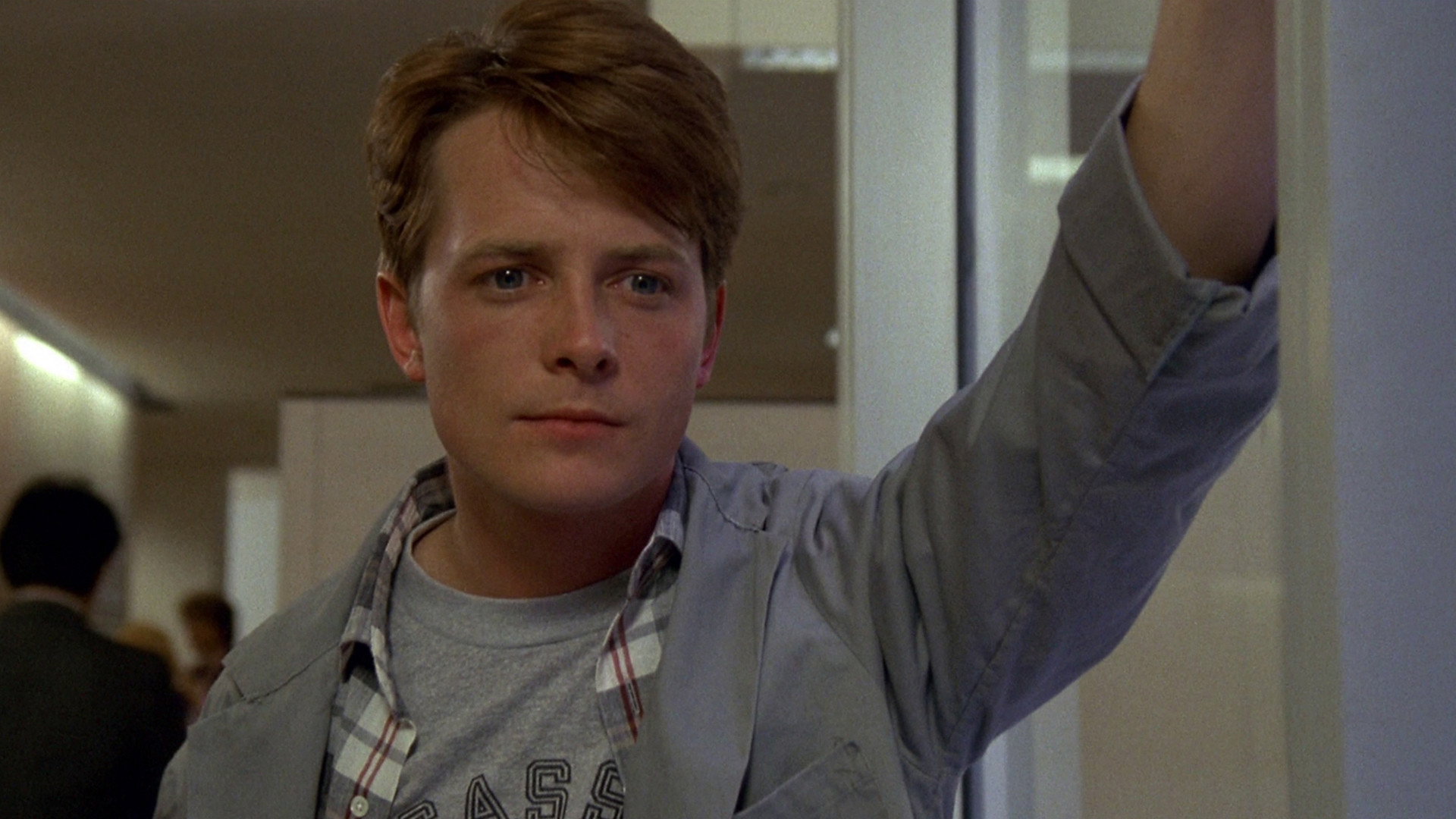 Michael J. Fox in The Secret of My Success office hallway scene