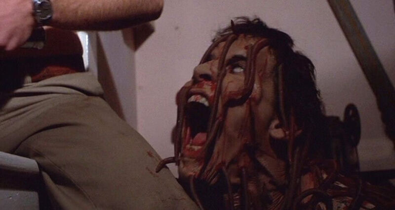 Squirm 1976 movie still showing electrified worms after the storm
