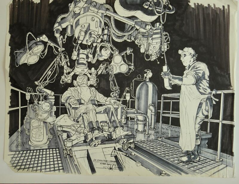 Super Mario Bros 1993 movie concept art showing Dinohattan design ideas