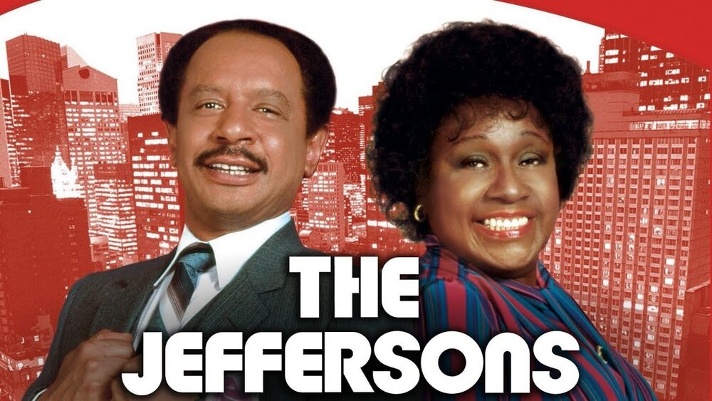 The Jeffersons theme song image with George and Louise Jefferson