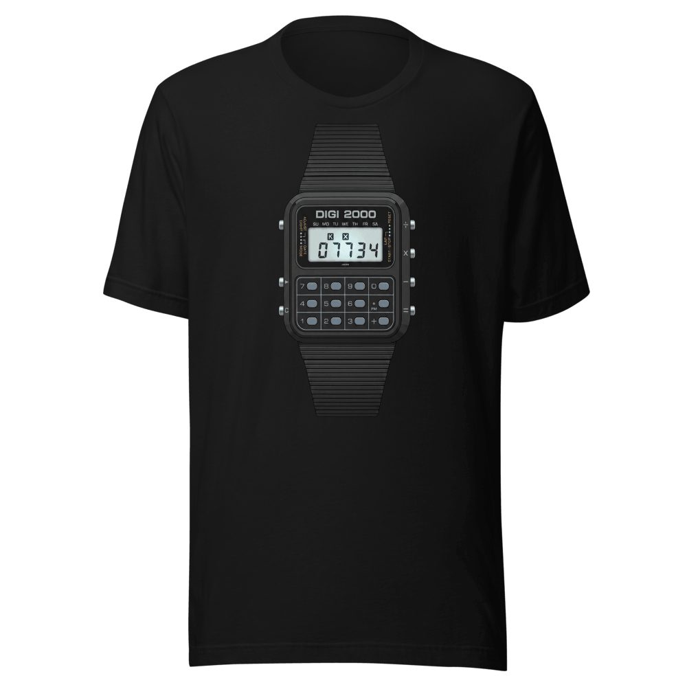 Retro Calculator Watch DIGI 2000 T-Shirt - 80s Tech Nostalgia