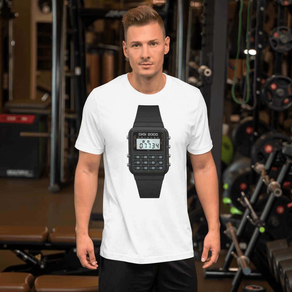 Retro Calculator Watch DIGI 2000 T-Shirt - 80s Tech Nostalgia