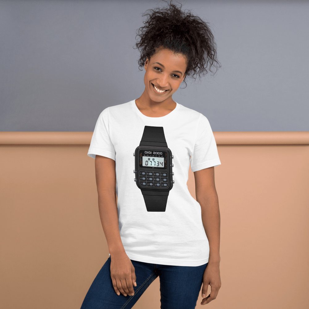 Retro Calculator Watch DIGI 2000 T-Shirt - 80s Tech Nostalgia