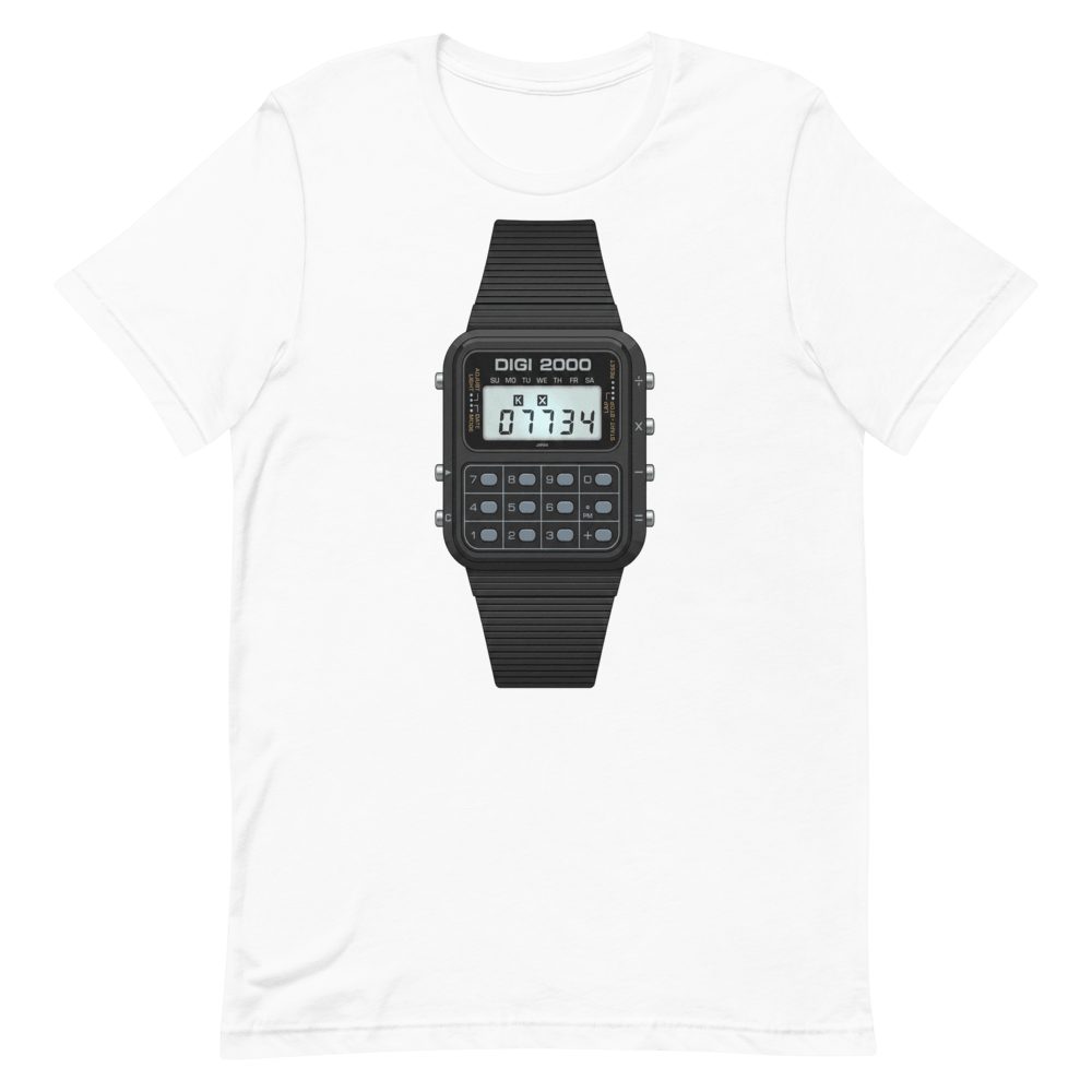 Retro Calculator Watch DIGI 2000 T-Shirt - 80s Tech Nostalgia