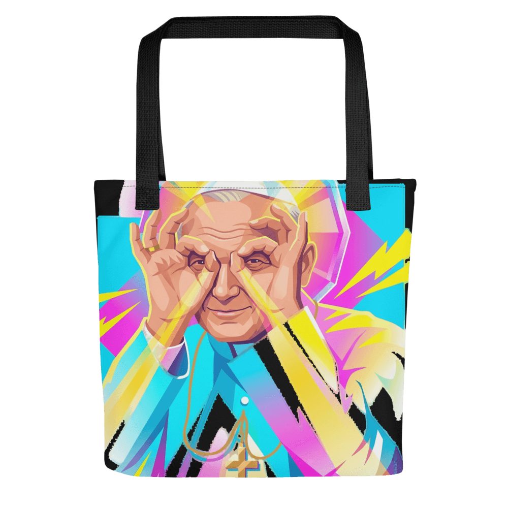 Pope John Paul II Retro Art 80s Style Tote Bag