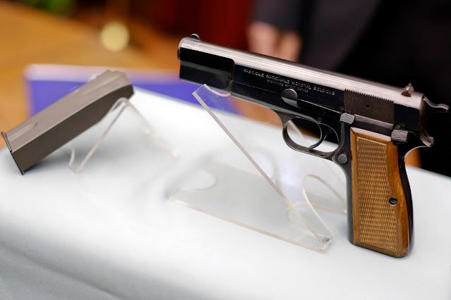 Browning Hi-Power 9mm pistol of the type used by Mehmet Ali Agca in the 1981 Pope shooting