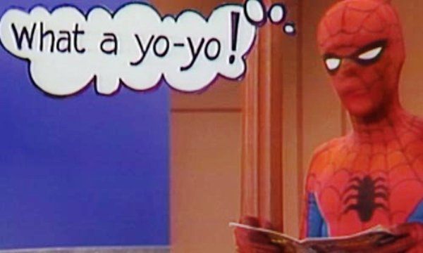 Spider-Man on The Electric Company 1974 with comic panel speech balloons