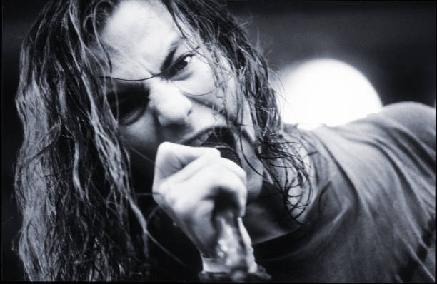 Pearl Jam, Eddie Vedder, Pinkpop Festival, Landgraaf, Netherlands, 8th June 1992.