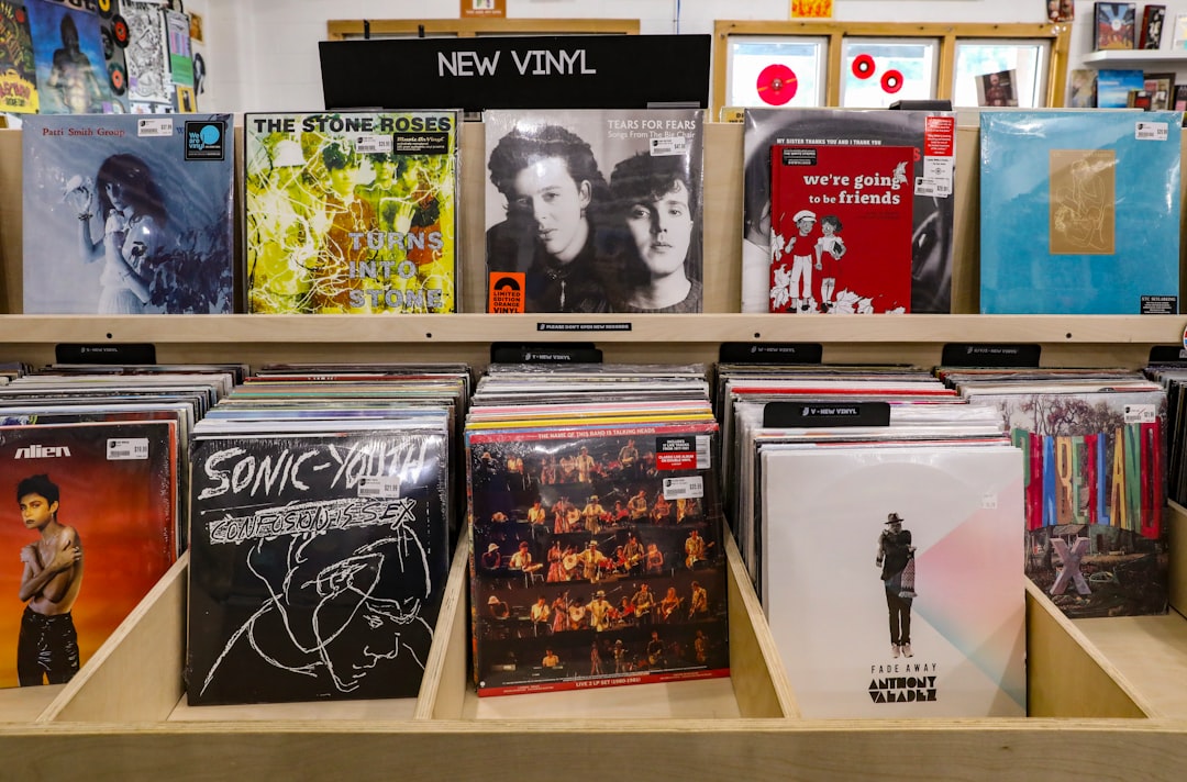 Independent record store stacked with 90s alternative vinyl