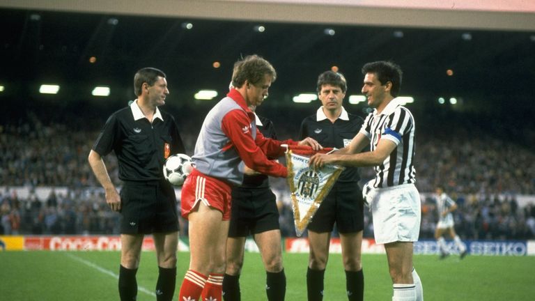 Heysel Stadium 1985 European Cup Final captains Phil Neal Gaetano Scirea handshake