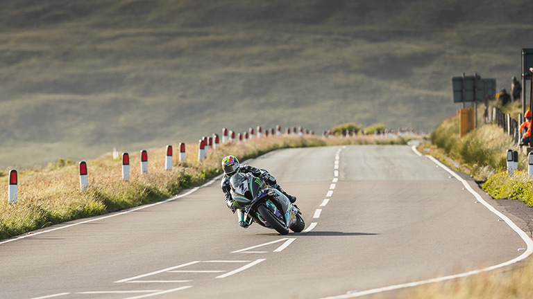 A racer on the Mountain Course of Isle of Man TT