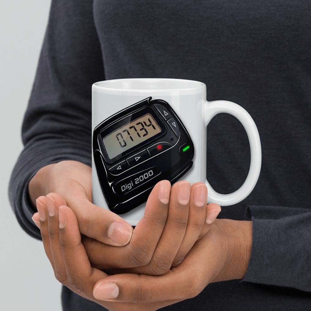 Retro Pager 07734 Hello Nostalgia Mug - White Glossy