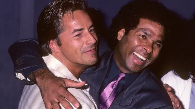 Don Johnson and Philip Michael Thomas Miami Vice 1985 press conference