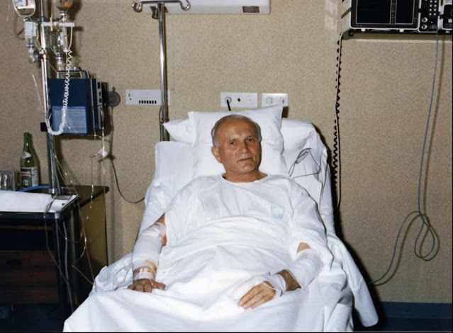 Pope John Paul II recovering at Gemelli Hospital after the 1981 assassination attempt