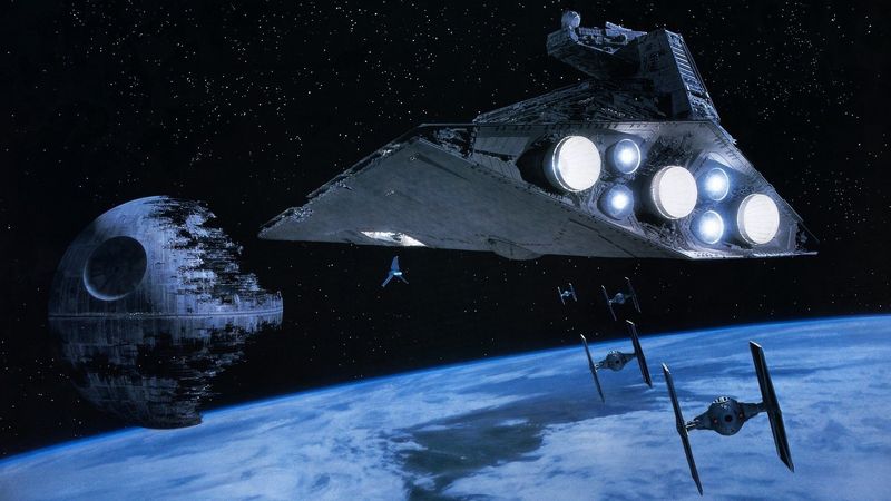 Return of the Jedi Death Star II and Star Destroyer space scene