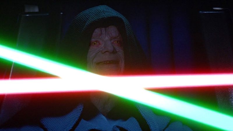 Return of the Jedi Emperor Palpatine throne room lightsaber duel