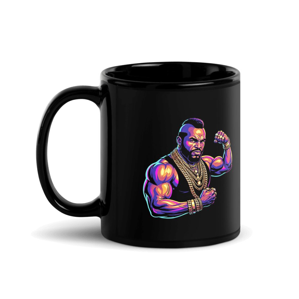 Mr T Vintage Pop Art Neon Style Black Glossy Mug