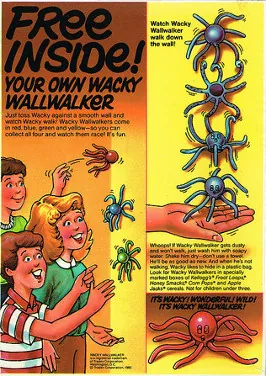 Wacky WallWalker, the iconic 1980s cereal box prize that crawls down walls