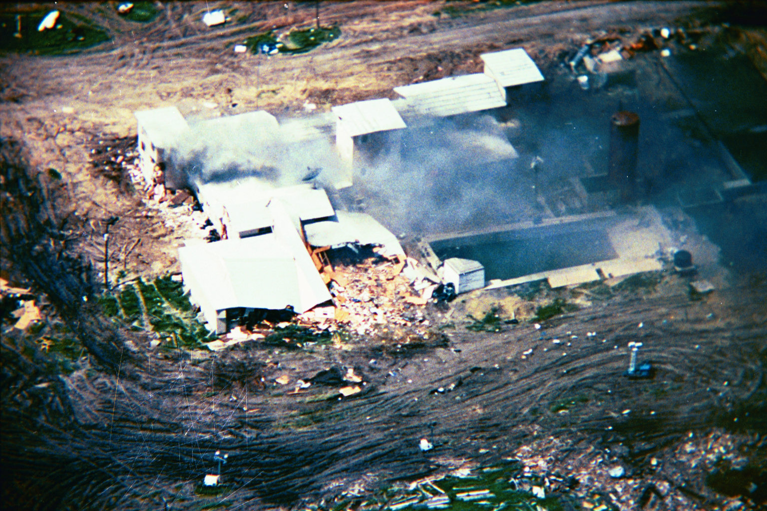 Mount Carmel Center compound on fire during the Waco siege April 19 1993