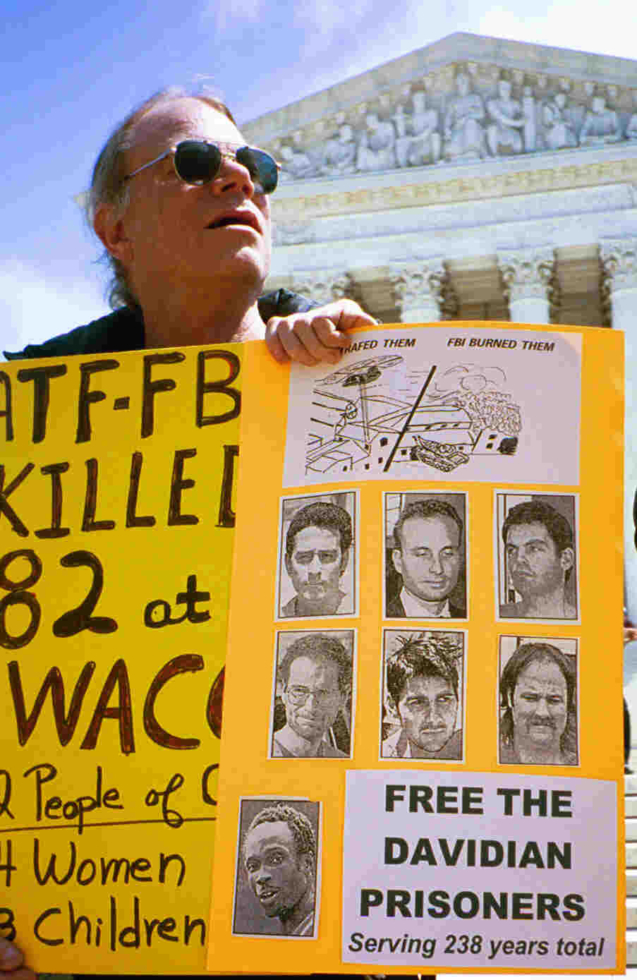 Pro-Branch Davidian protester at Waco Mount Carmel April 19 2000 anniversary
