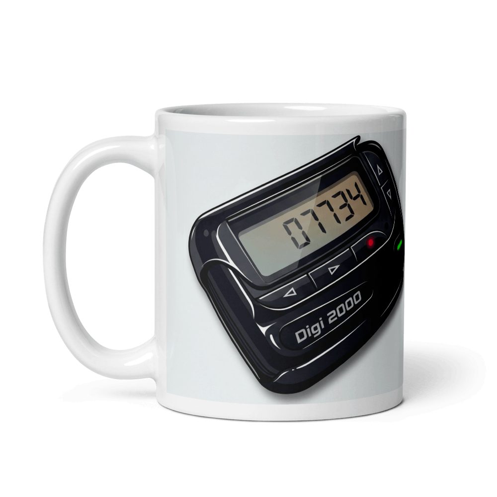Retro Pager 07734 Hello Nostalgia Mug - White Glossy