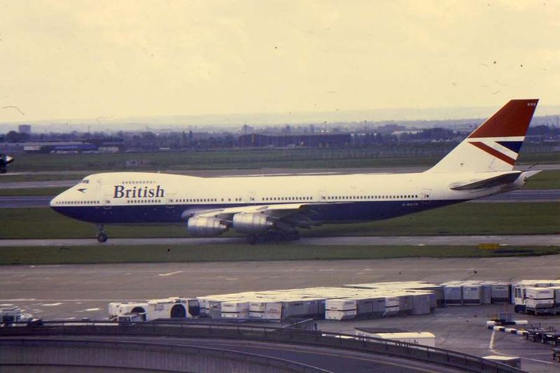 British Airways Boeing 747 in the 1980s Negus livery, the same type flown on British Airways Flight 9