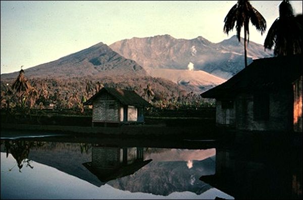 Mount Galunggung volcano in West Java steaming during the 1982 eruption that downed British Airways Flight 9