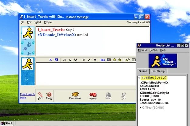 AIM Instant Messenger buddy list 90s communication