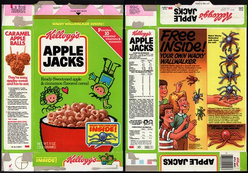 Kellogg's Apple Jacks Wacky WallWalker cereal box premium 1985